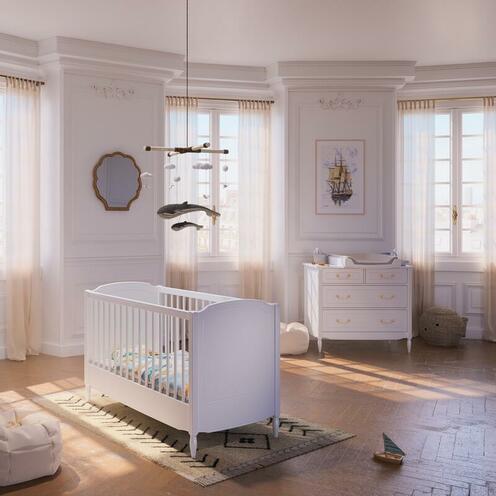 Chambre DUO Lit 60x120 + Commode LAFAYETTE Neige - THEO
