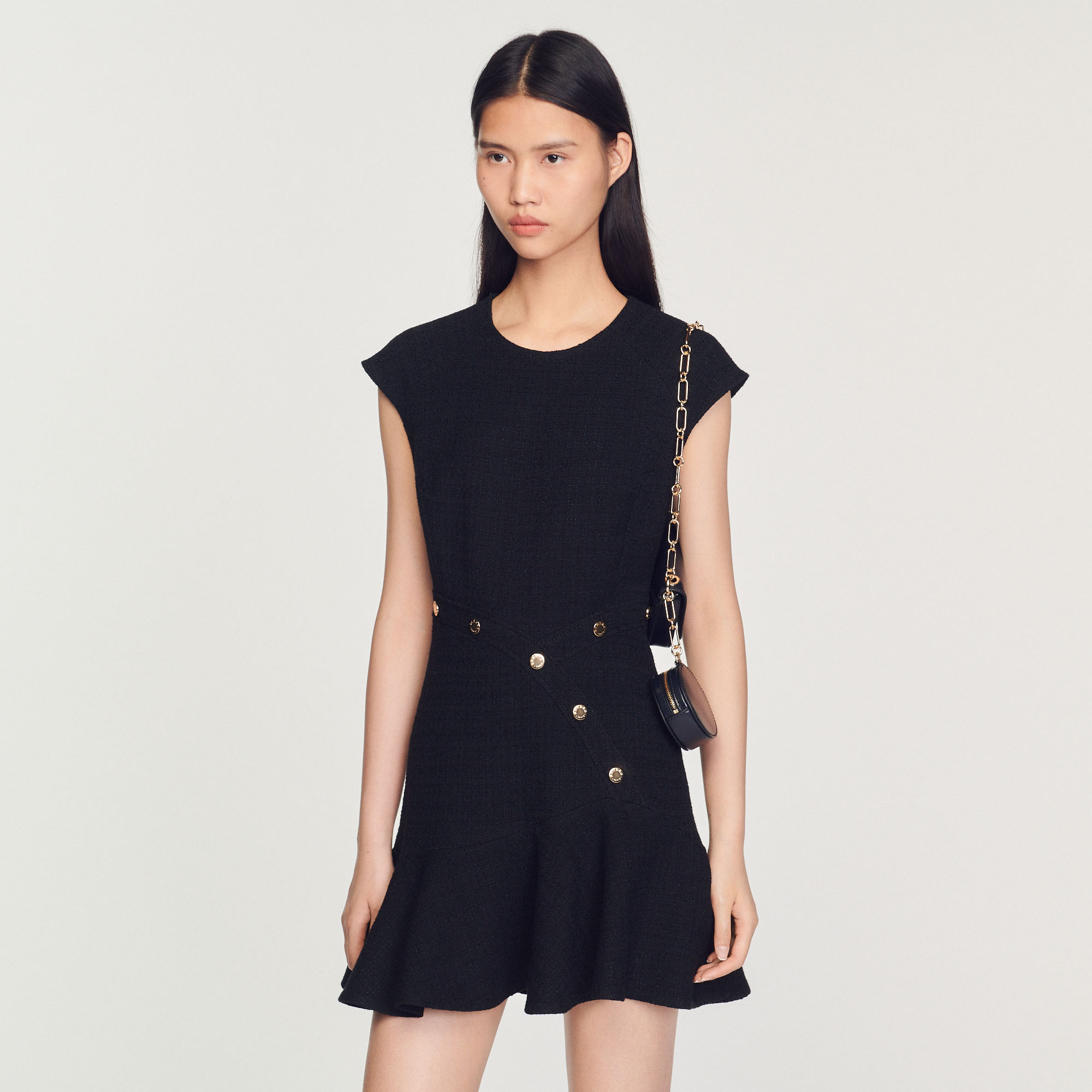 Robe en tweed asymetrique