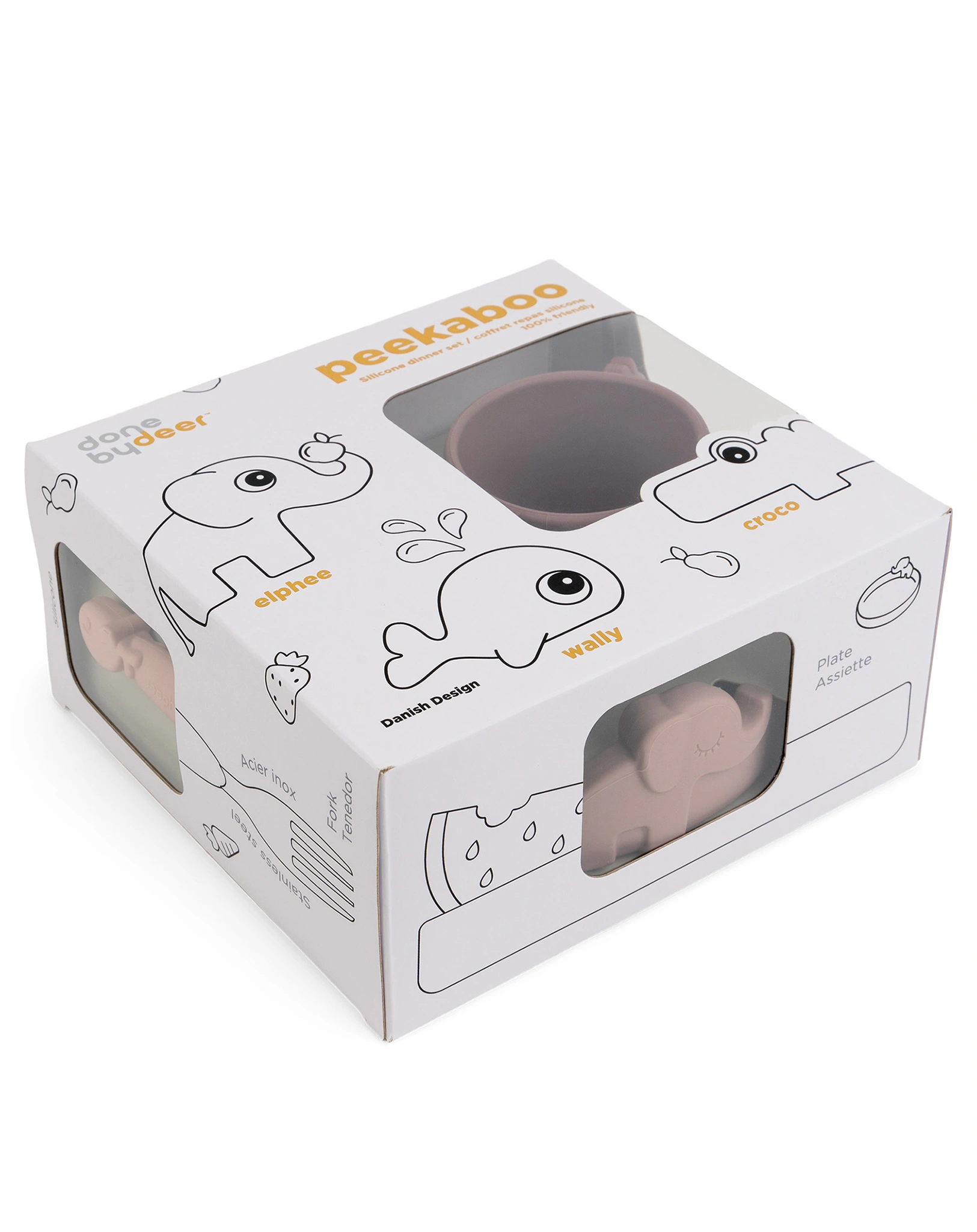 Geschirr-Set PEEKABOO - DEER FRIENDS 3-teilig in rosa