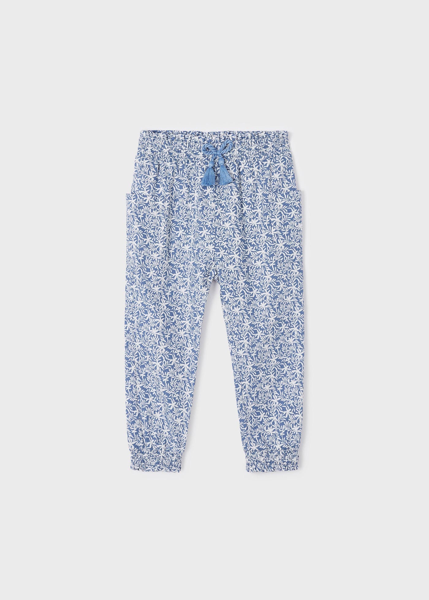 Calças largas de algodão estampado para meninas