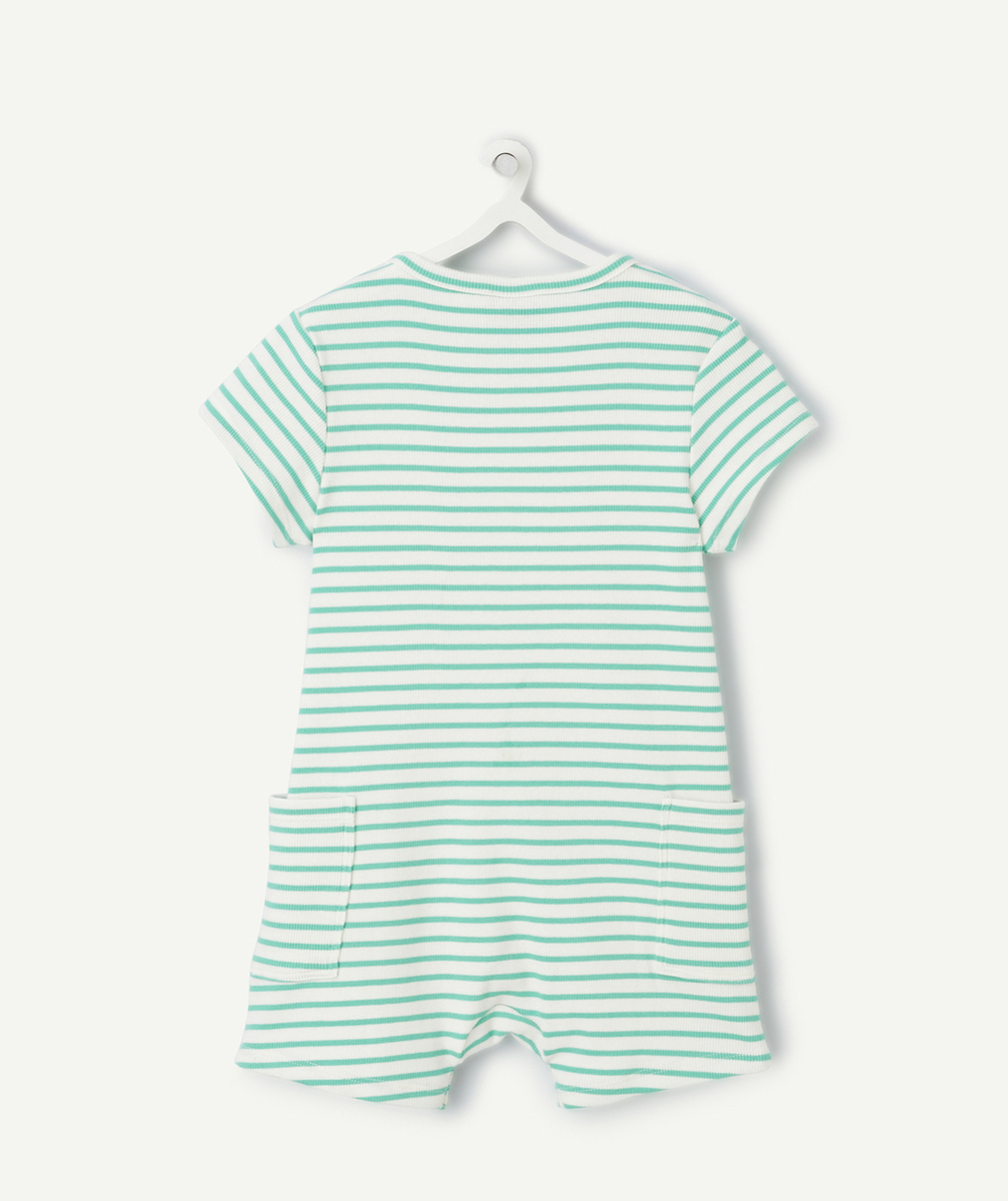 combishort bébé garçon en coton bio à rayures vertes