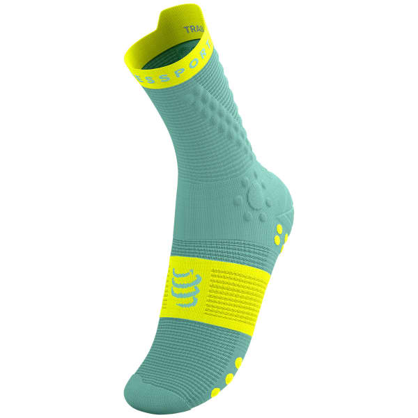 Chaussette running COMPRESSPORT PRO RACING SOCKS V4.0 TRAIL EGGSHELL BLUE/SAFETY YELLOW