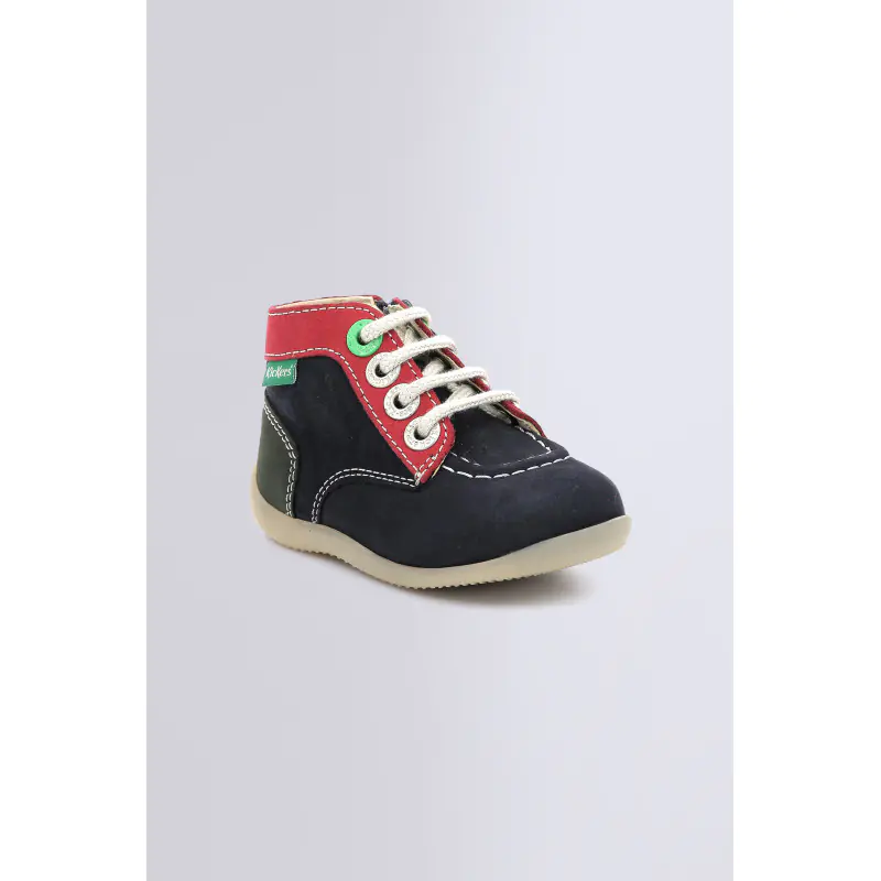 BONZIP MARINE ROUGE VERT BOTTILLONS Cuir Garçon