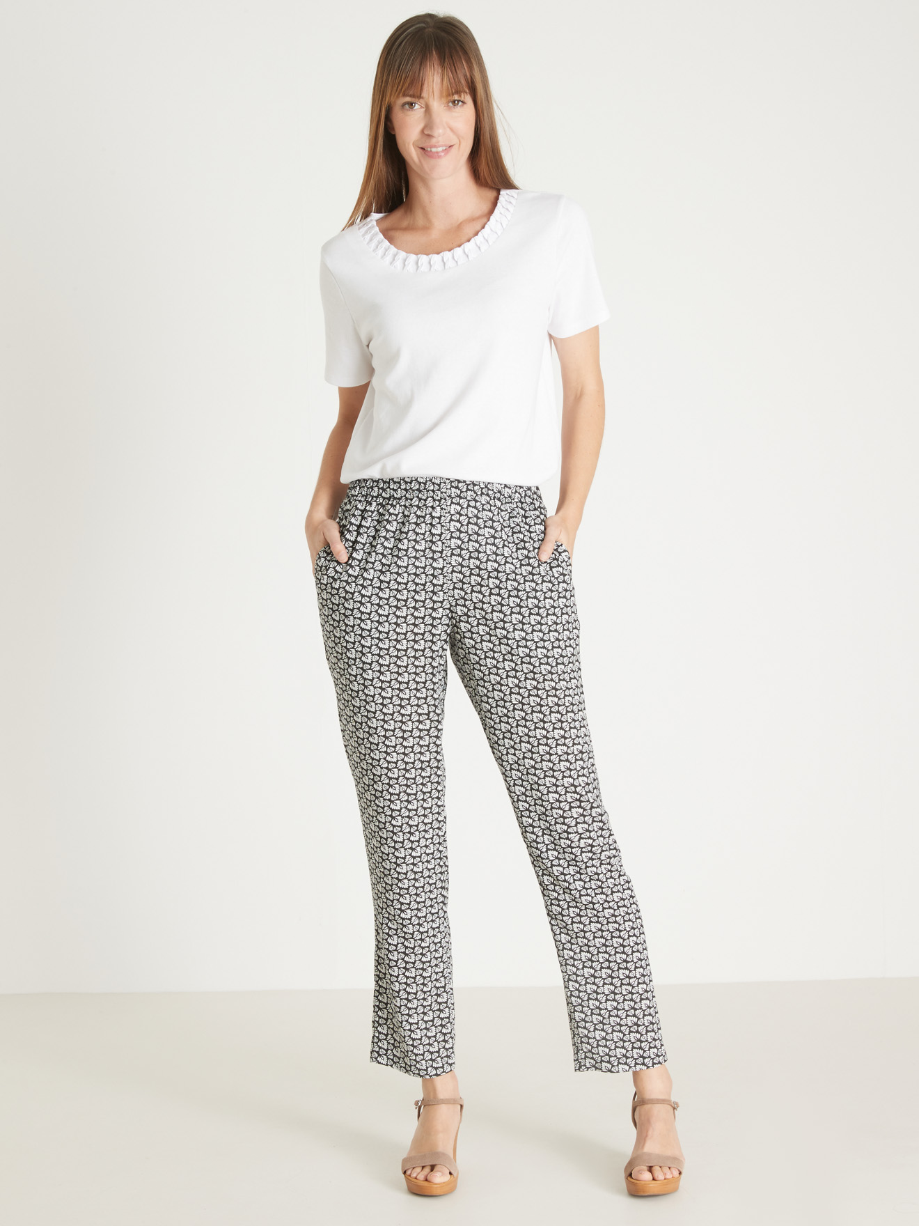 Pantalon fluide entièrement élastiqué
