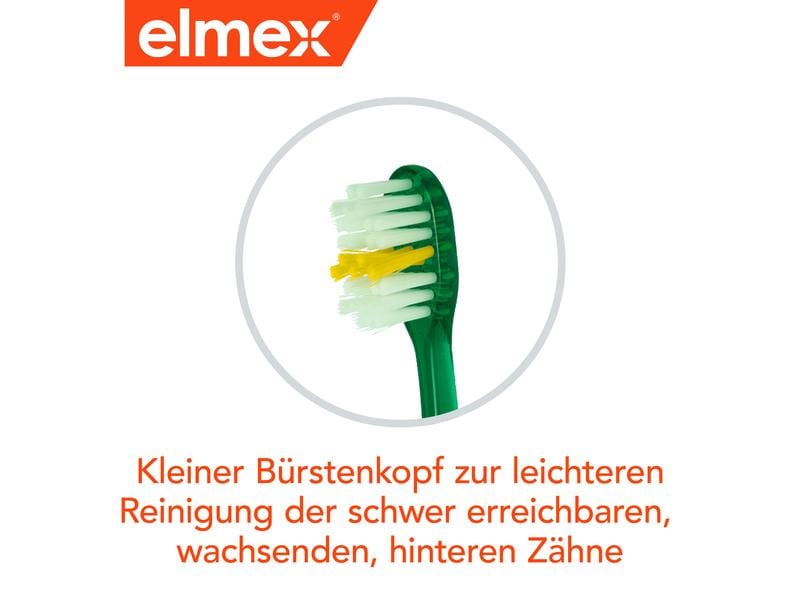 elmex Handzahnbürste Junior 6-12 Jahre Weich Kinder-Weich Zahnbürste für eine ideale Reinigung der neuen, bleibenden Zähne