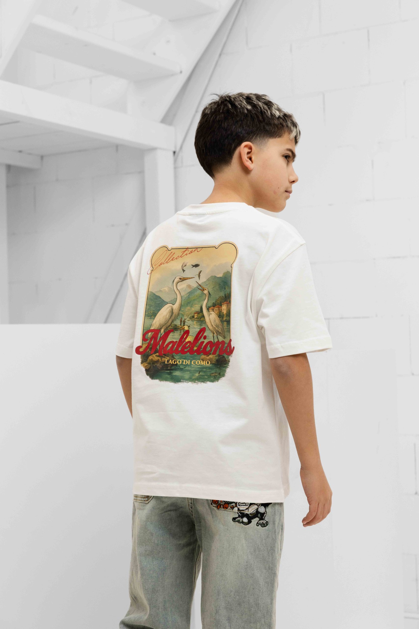 Malelions Heron T-Shirt Kids Gebroken Wit