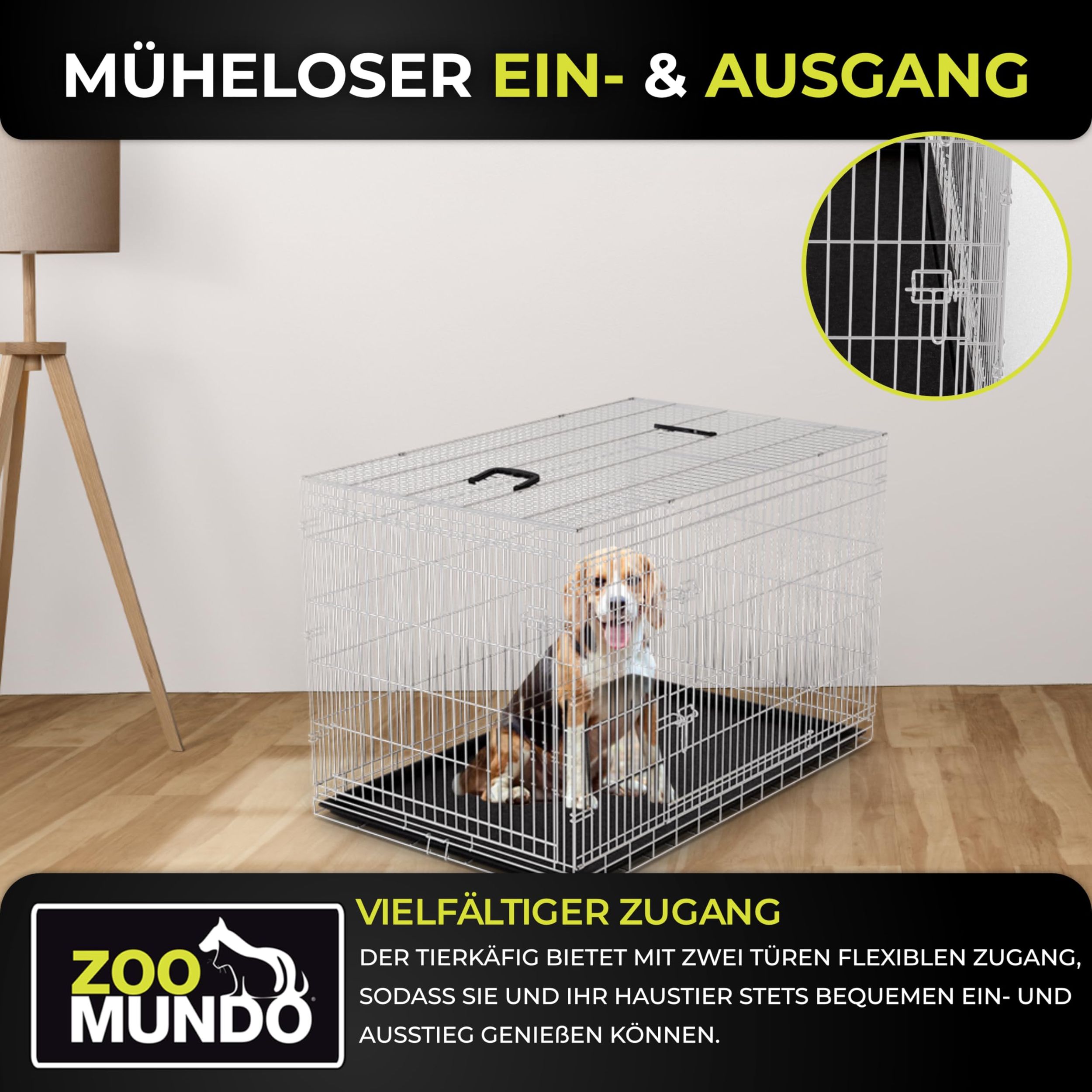 zoomundo Faltbarer Tierkäfig / Transportbox - Silber Größe XXL