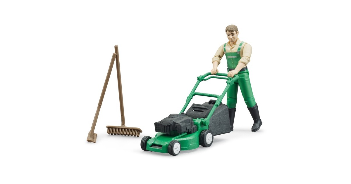 bruderbworld Tuinman met grasmaaier Speelfiguur  (62103)