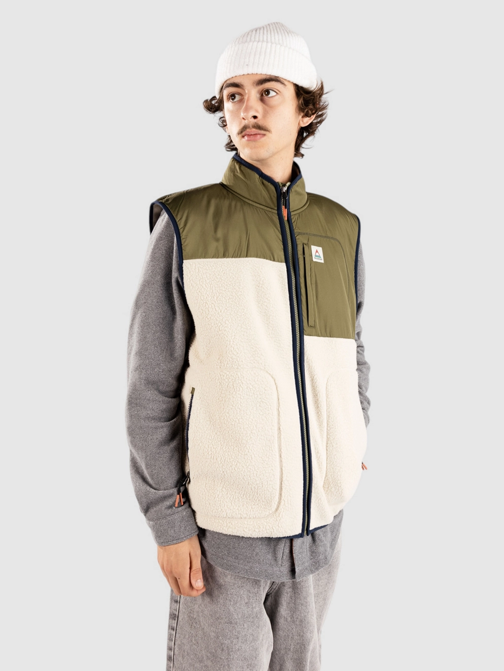 Passenger Offgrid Recycled Sherpa Fleece Vest oatmeal/ khaki