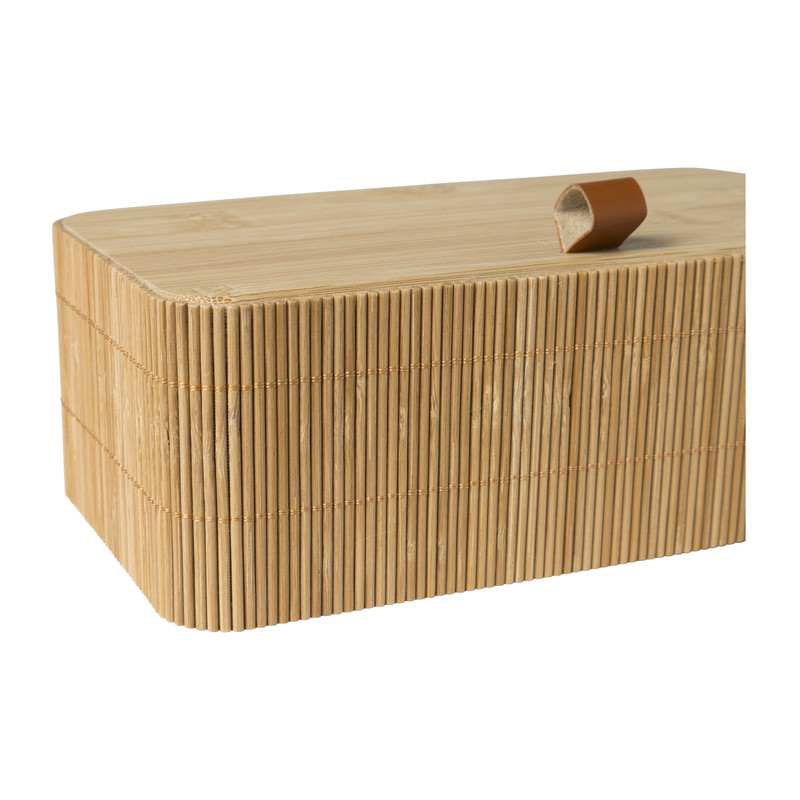 Bamboe kistje met deksel Jesse - 8x23x13 cm - naturel