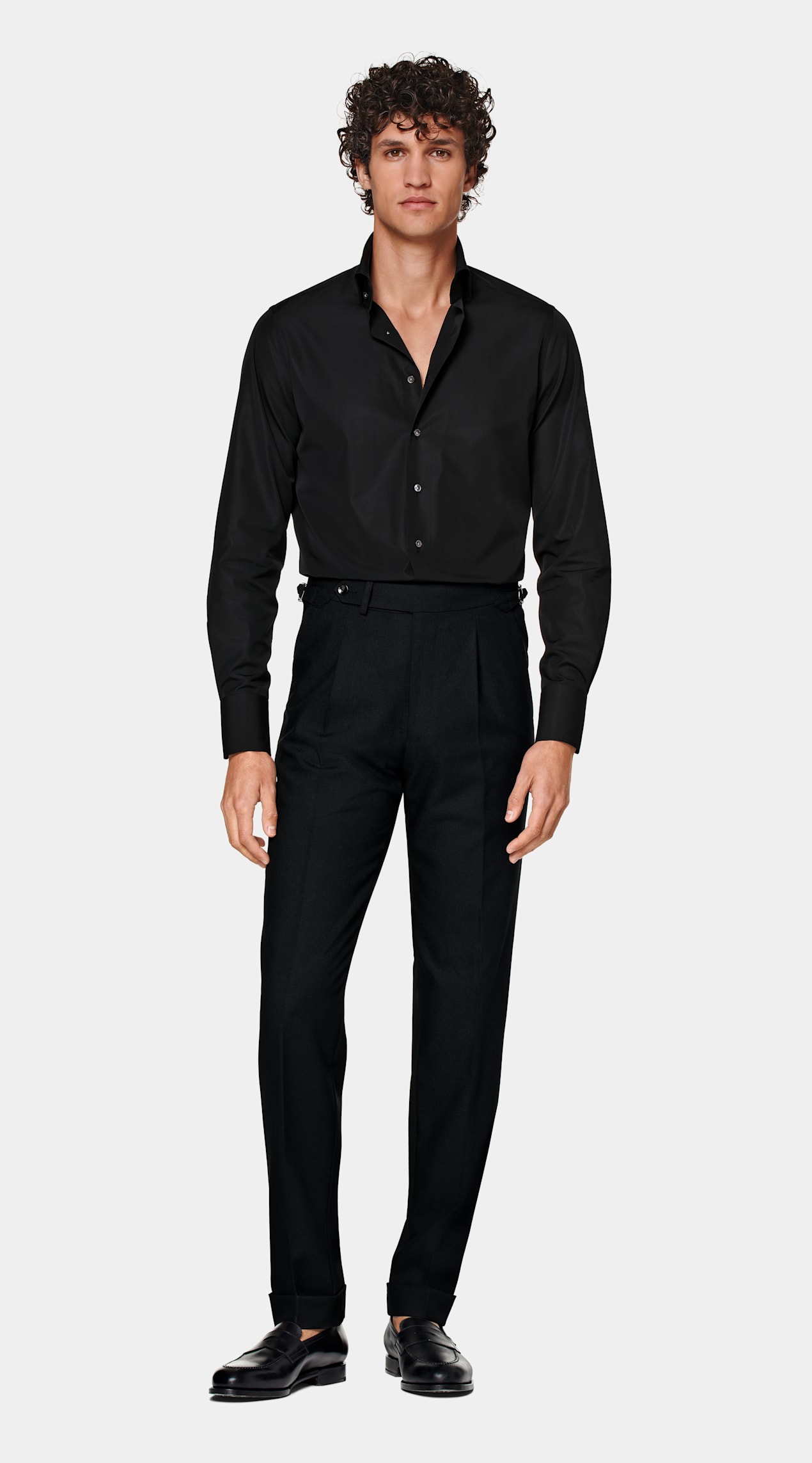 Chemise coupe tailored en popeline noire