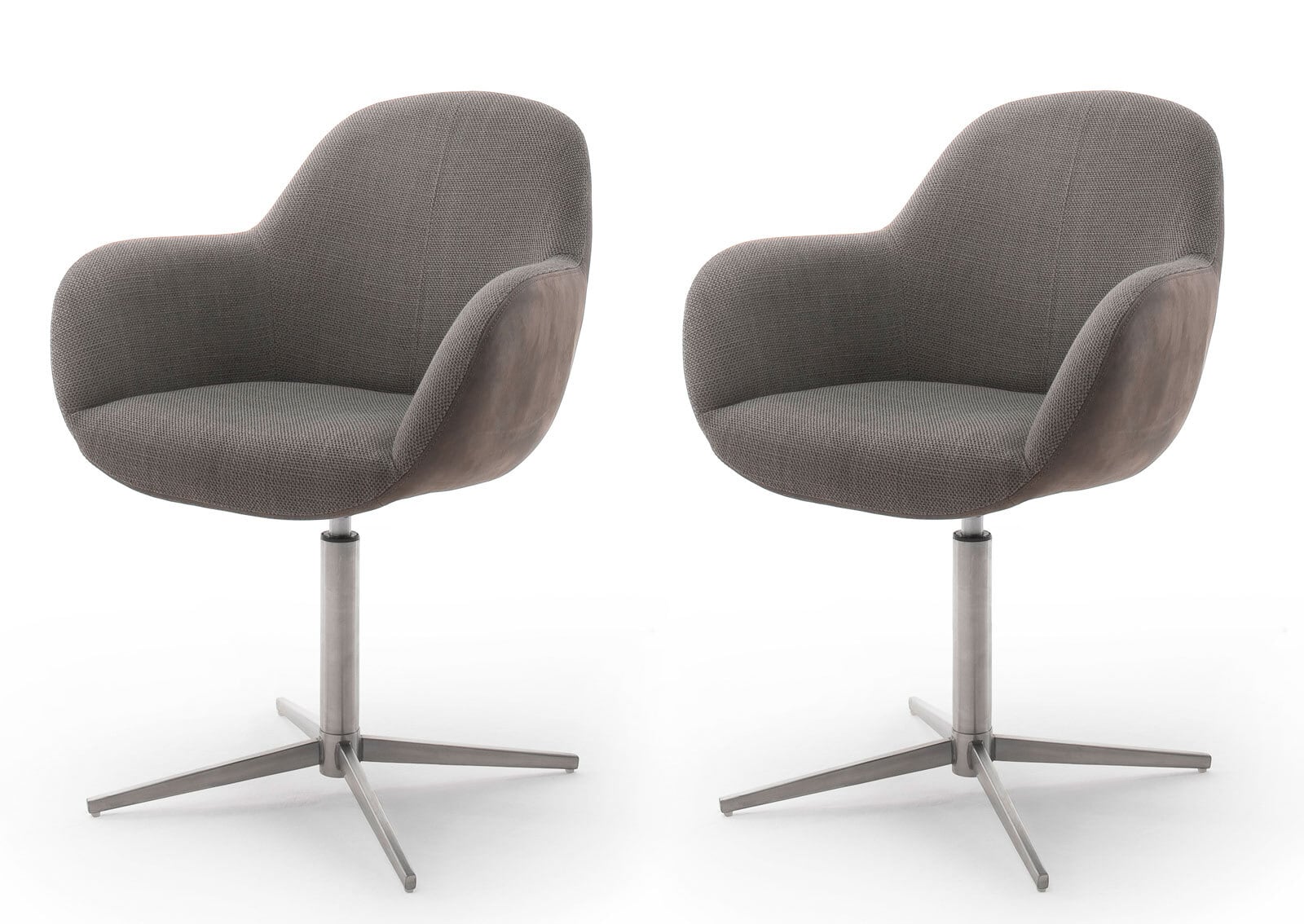 CASAVANTI Armlehnstuhl MELROSE 2er Set cappuccino/ silberfarbig