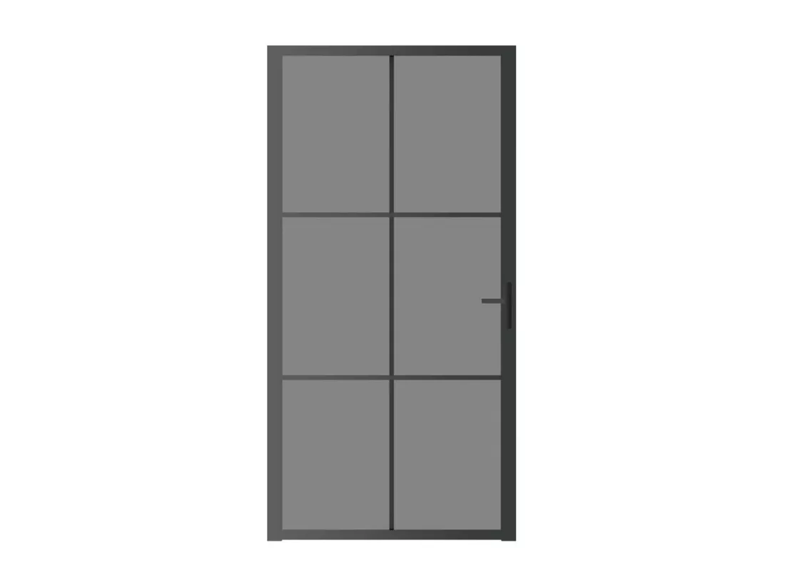 Porte intérieure 102,5x201,5 cm Noir Verre ESG et aluminium