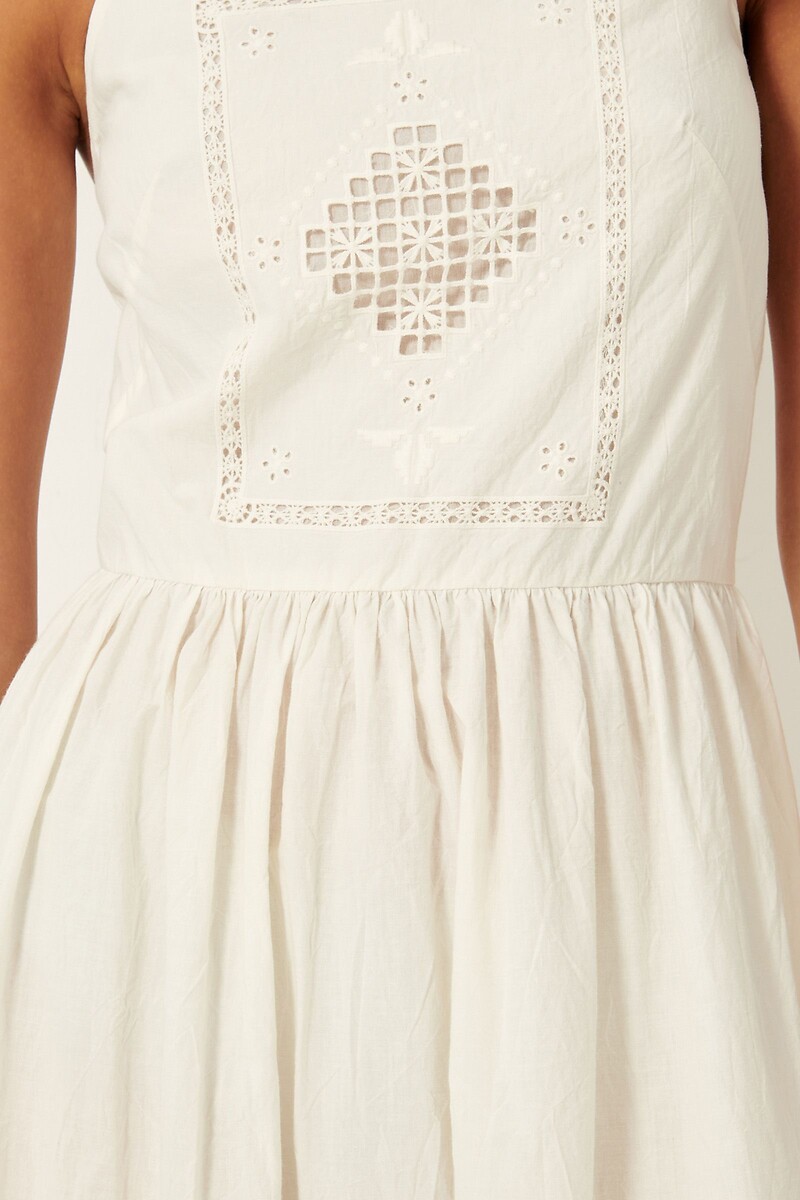 SESSUN<br>Vestido midi bordado com alças finas RIVERINI