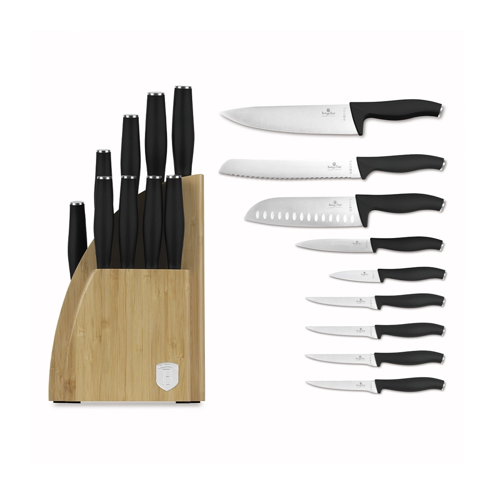 Berlinger Haus 10-teiliges Messerset mit Bambus Messerblock Black Silver Collection