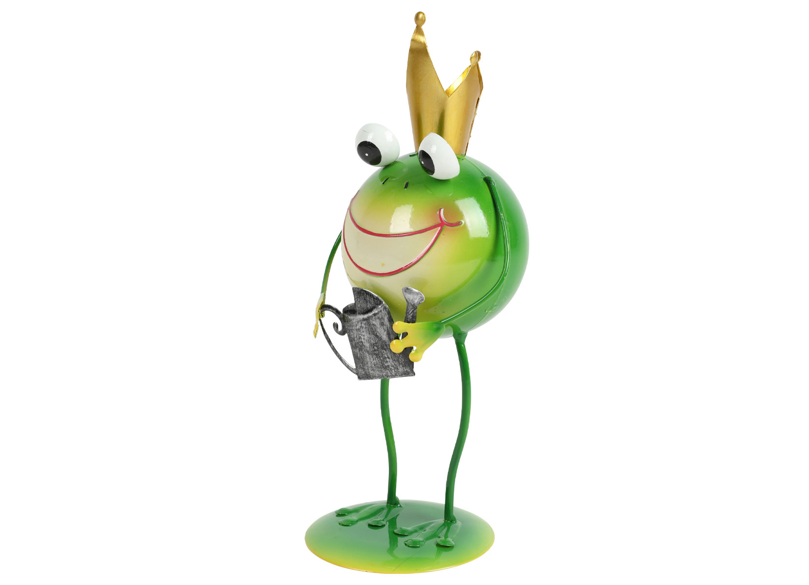 Metallfrosch stehend mit Gartenwerkzeug 28,5cm