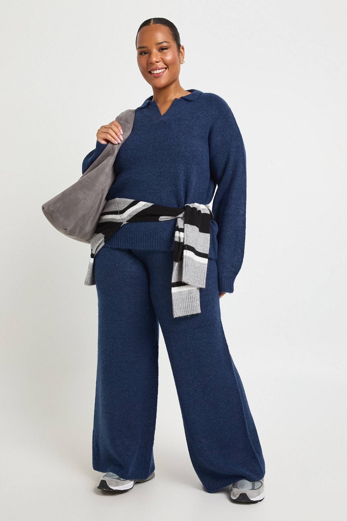 boohoo Ensemble de Détente Tricoté à Col Grande Taille