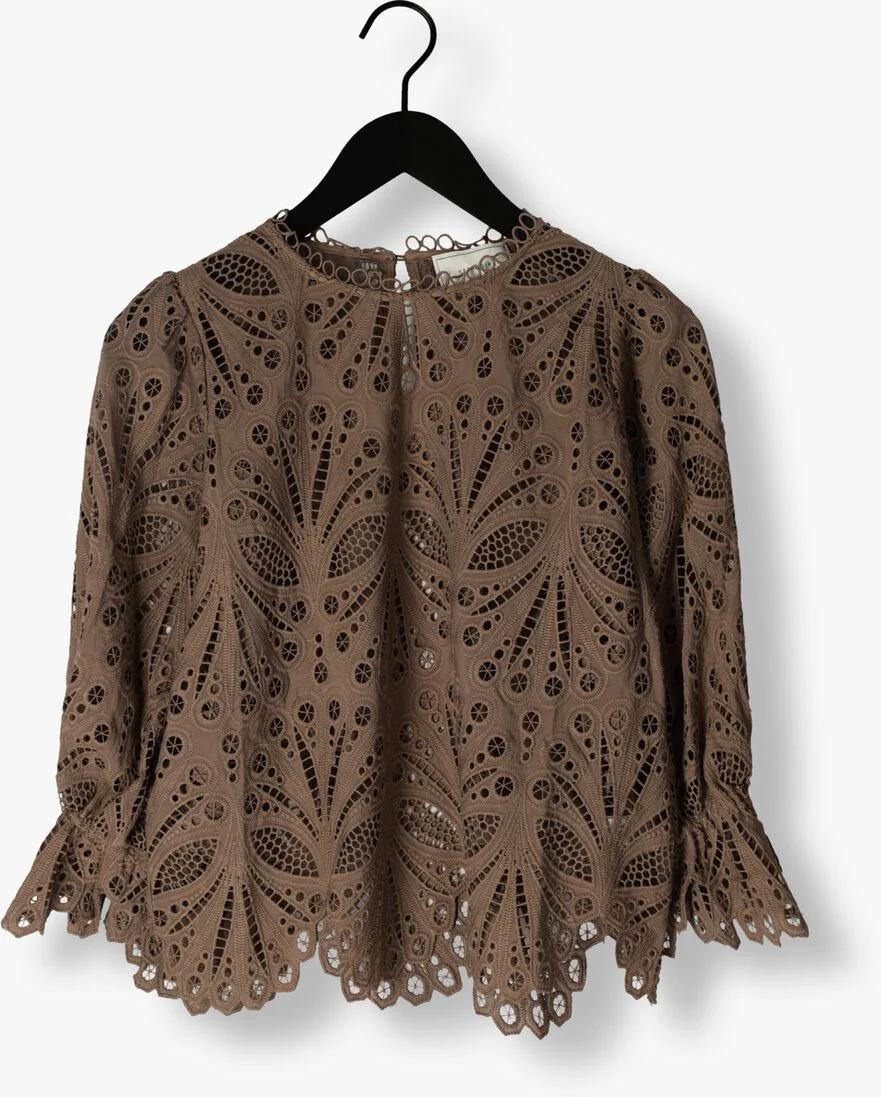 NEO NOIR taupe neo noir blouse adela embroidery blouse