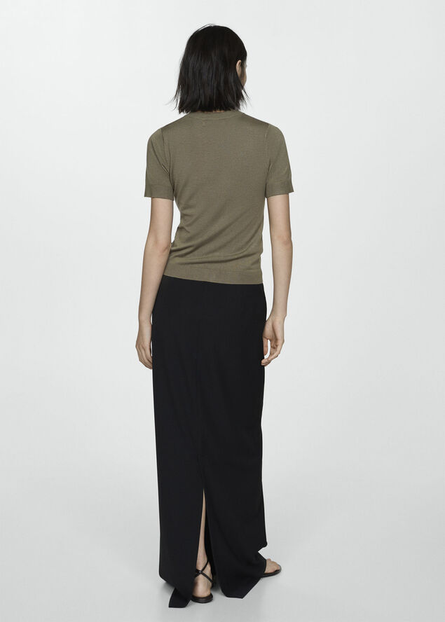 MANGO Short sleeve sweater Beige - khaki