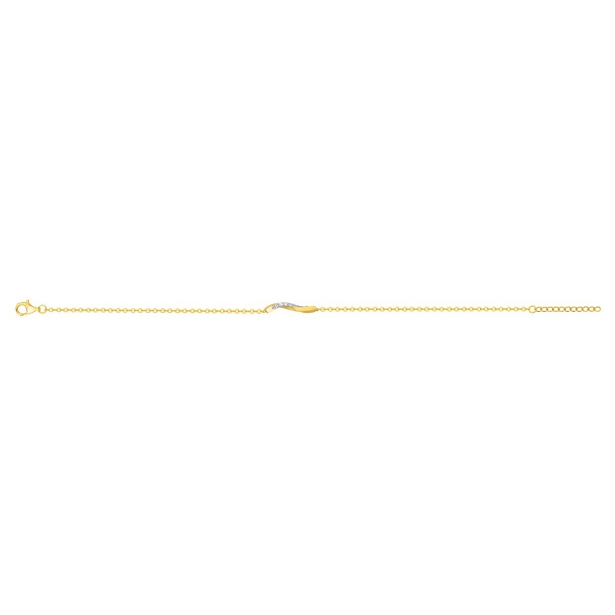 Bracelet souple mono-motif en Plaqué Or avec oxyde de zirconium blanc