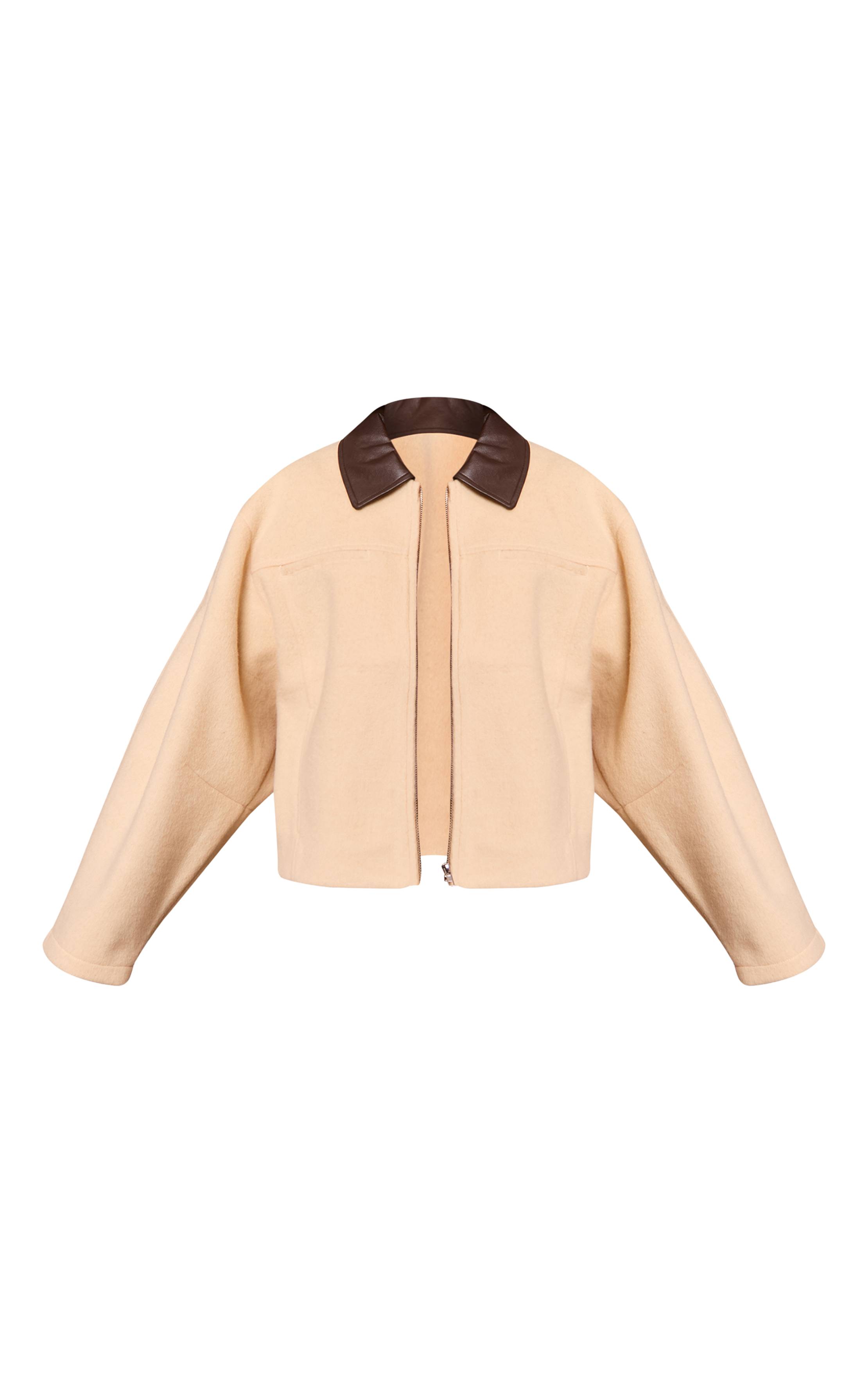 Pale Yellow Veste Zippée À Col En Synthétiquecuir