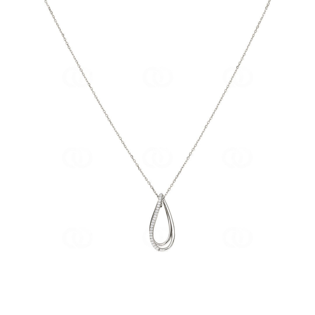 Collier mit Anhänger 925 Silber rhodiniert mit Zirkonia 43cm