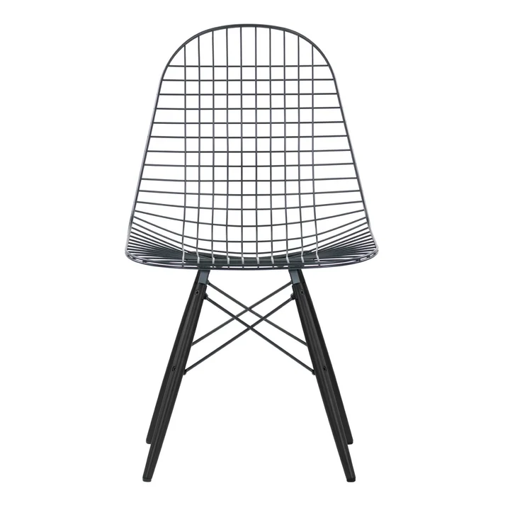Vitra - Wire Chair DKW, basic dark / Gestell Ahorn schwarz, Filzgleiter (ohne Bezug)