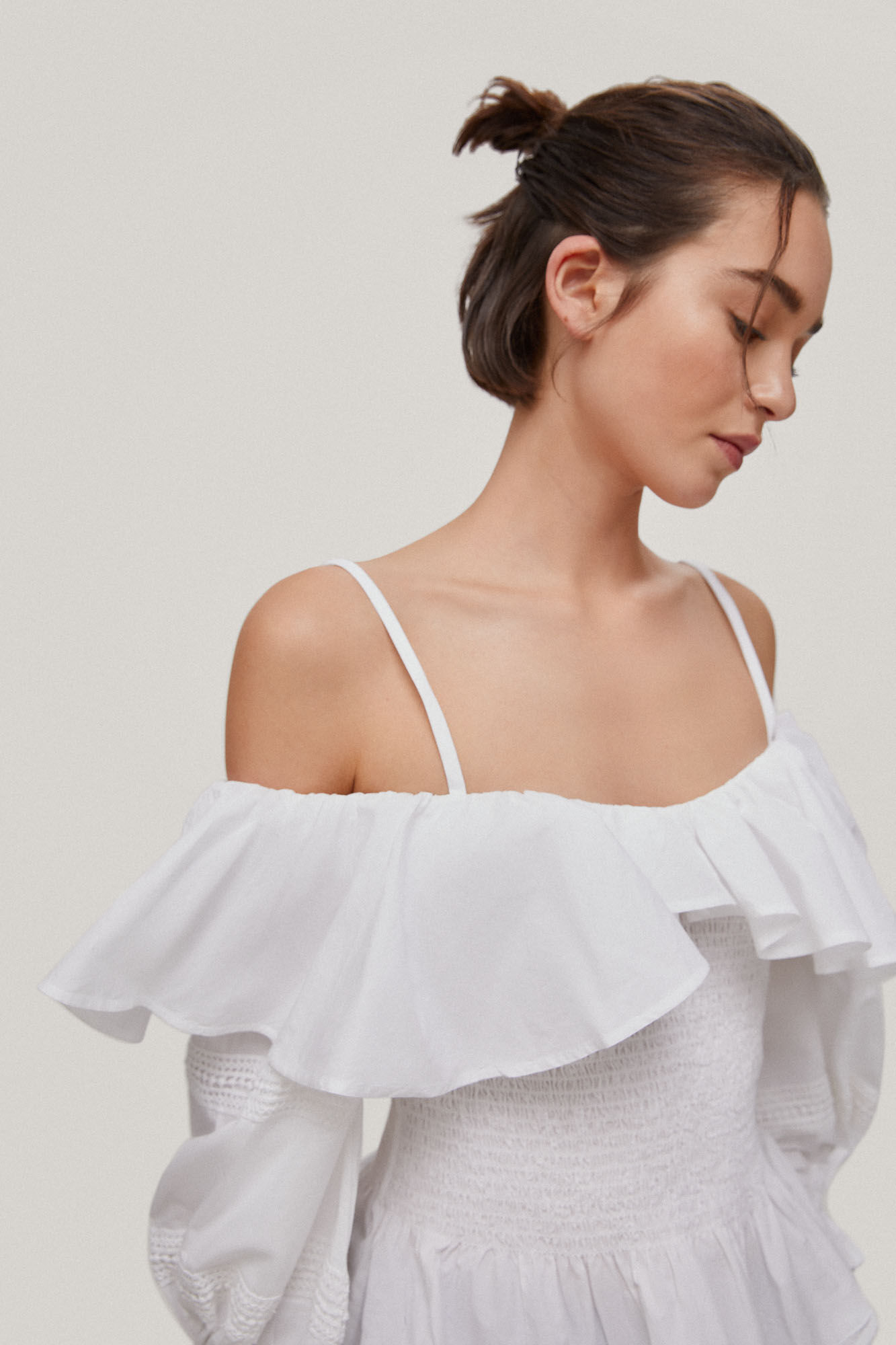 Blusa ombro a ombro em popeline - Branca