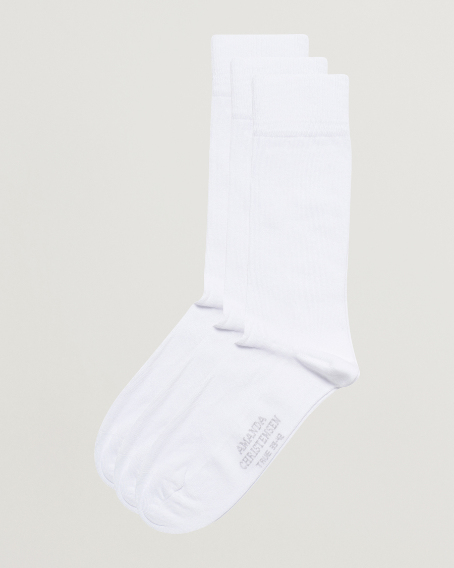 Amanda Christensen 3-Pack True Cotton Socks White