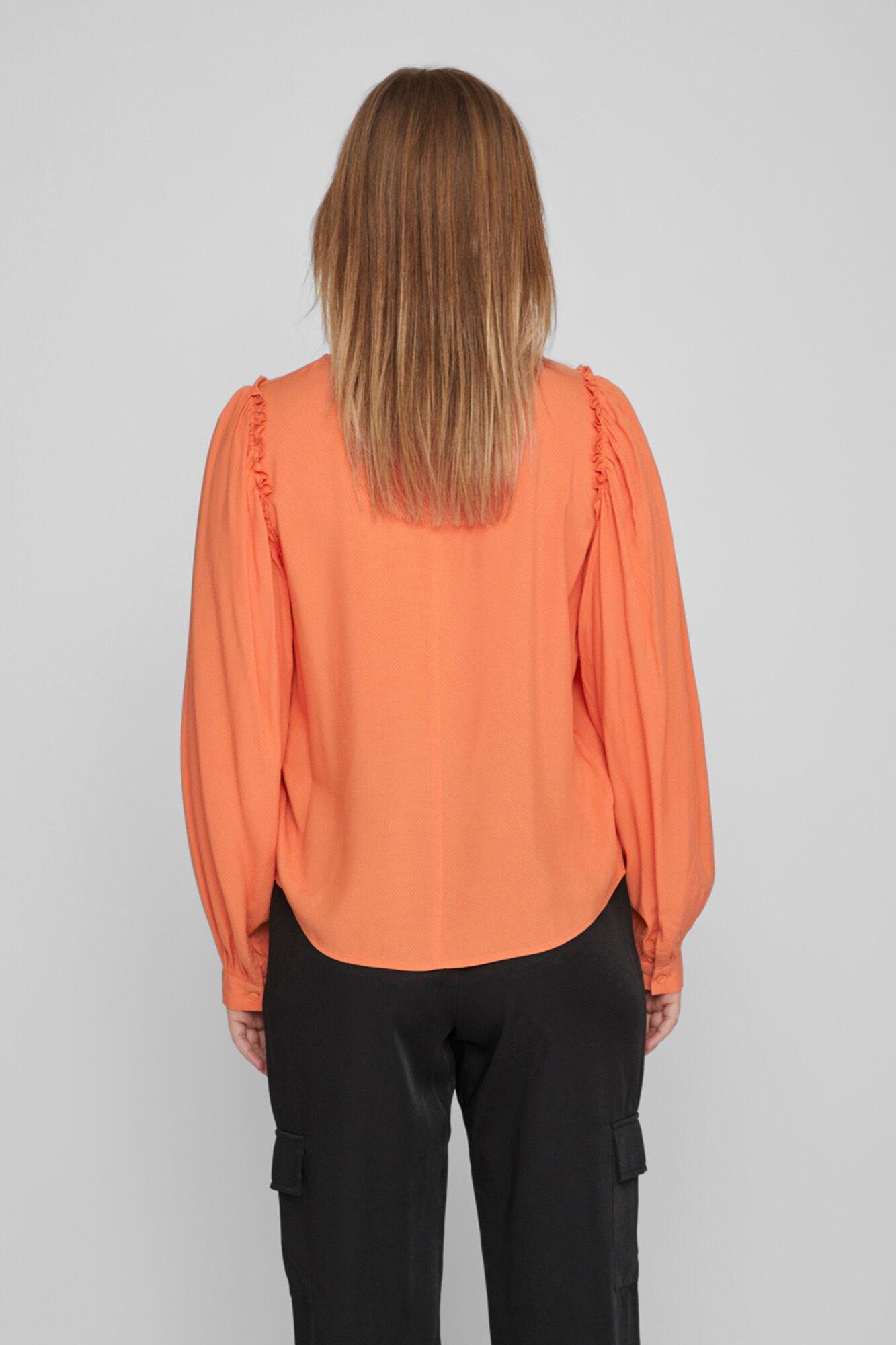 Blusa fluida de mangas compridas - Laranja