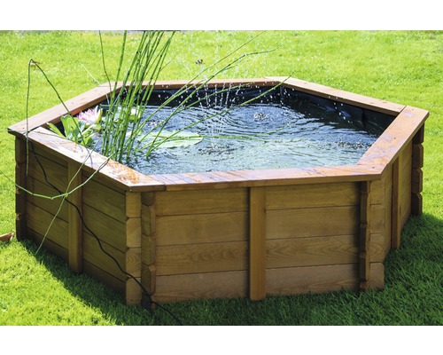 Verhoogde vijver, minivijver dobar Hexagon 330 l 149 x 128,5 x 40 cm bruin