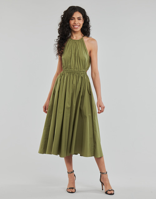 MICHAEL Michael Kors - HALTER CTN MIDI DRESS Kaki