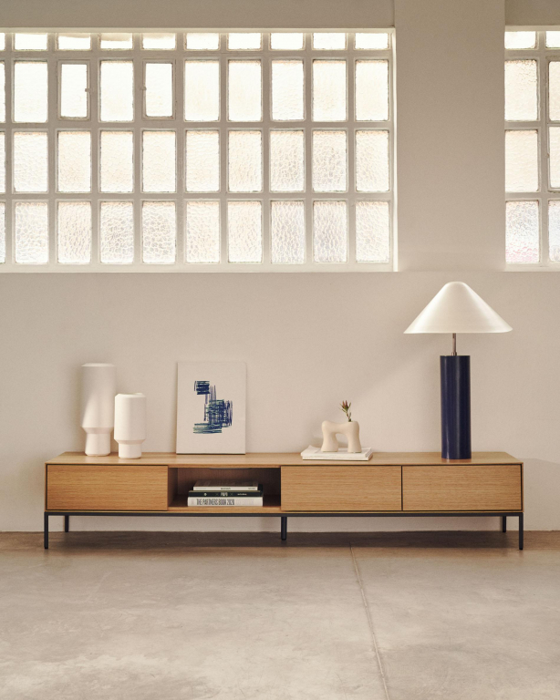 Kave Home Vedrana tv-meubel 195x35 eiken