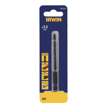 Irwin HSS metaalboor Ø4 mm met hex aansluiting. Past in iedere bithouder.