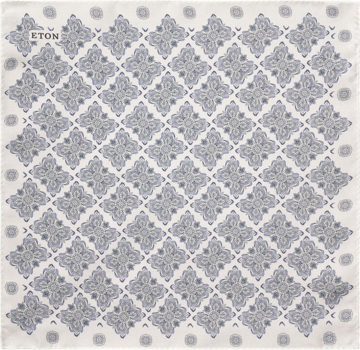 ETON Light Blue Floral Silk Pocket Square Lyseblå