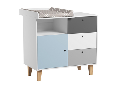 Chambre CONCEPT lit 60x120+commode+armoire Bleu - VOX