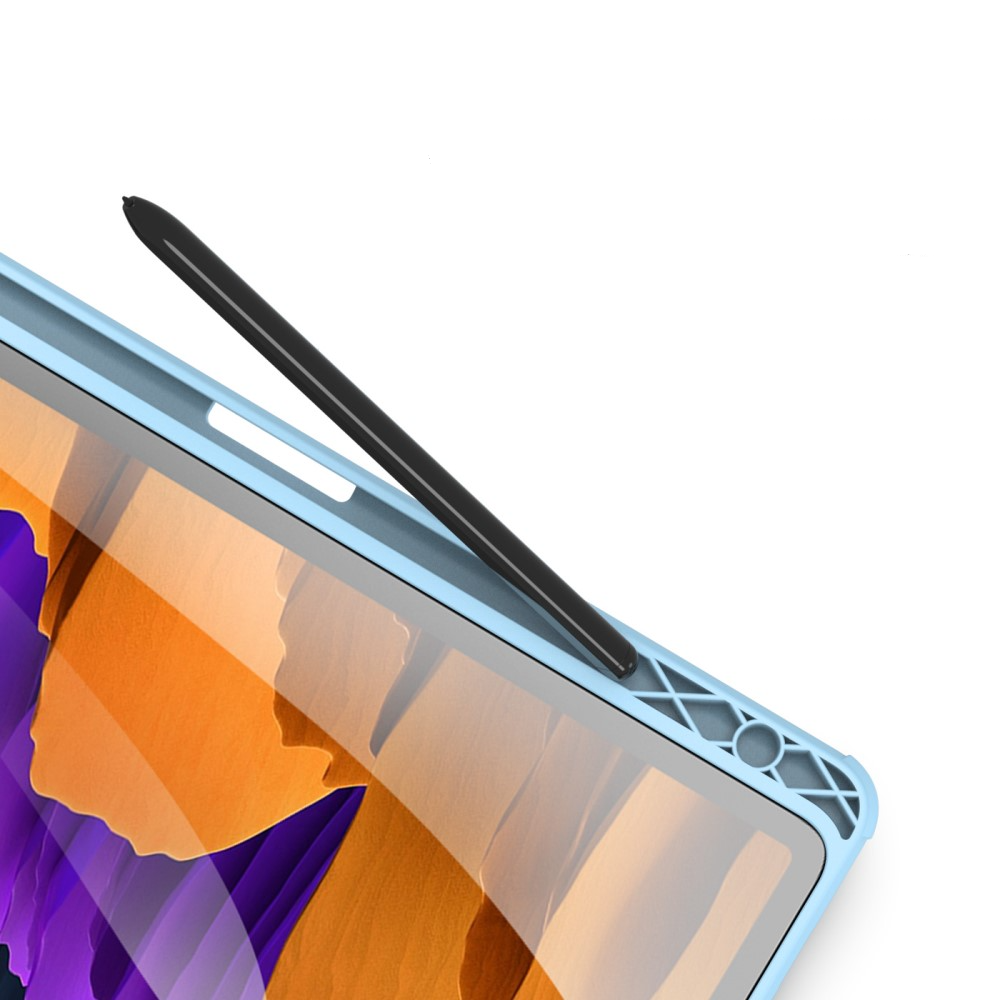 Samsung Galaxy Tab S8 / Tab S7 Leder Tasche Smart Cover Schutzhülle   S-Pen Halter - Hellblau