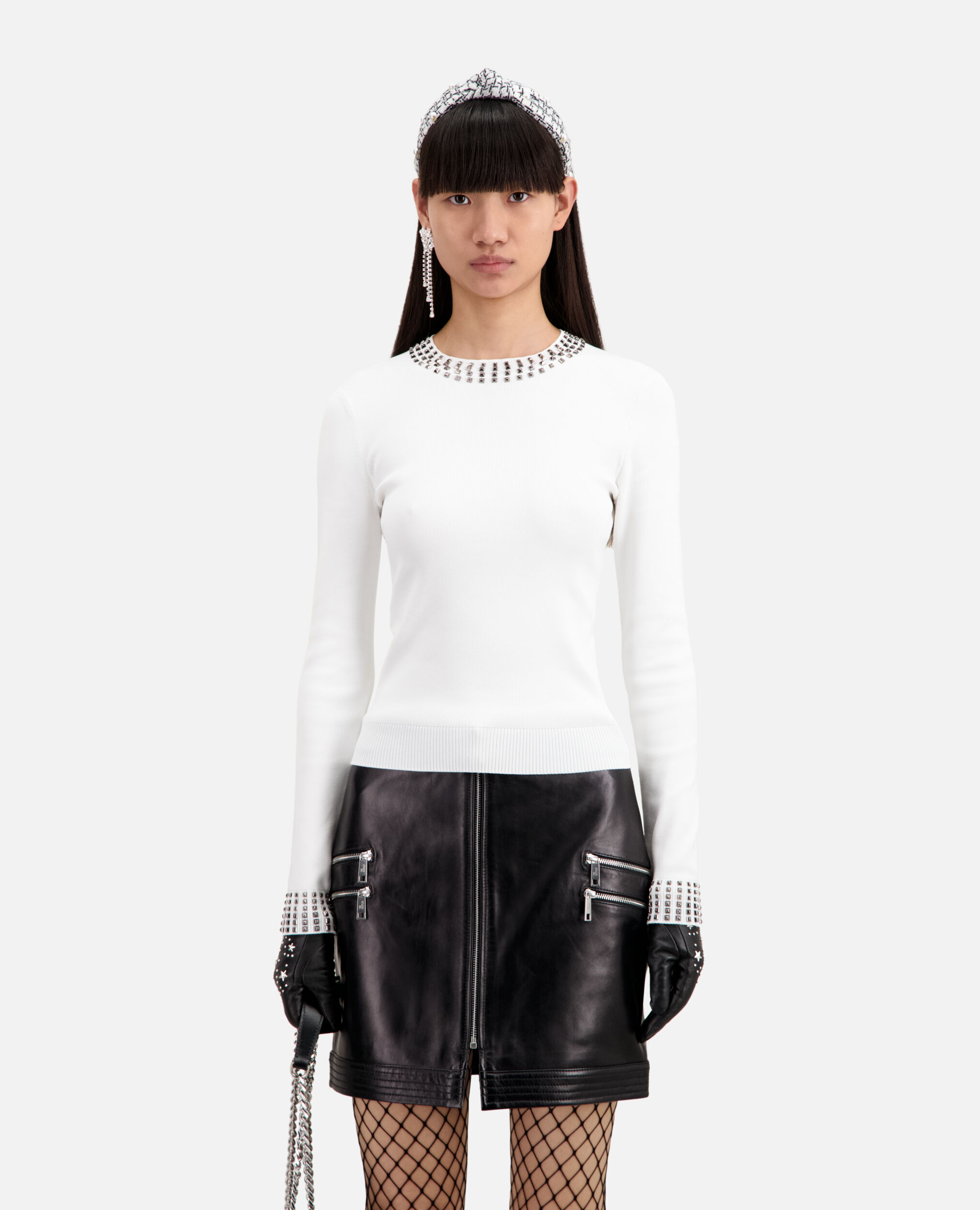 Ecru sweater with spikes