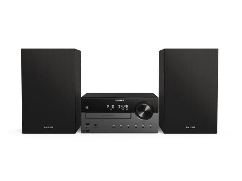 Philips Micro-HiFi Anlage TAM4505/12 Schwarz Mini Stereoanlage mit Bluetooth, CD-Player, DAB -Radio, 3.5 mm Klinke und USB