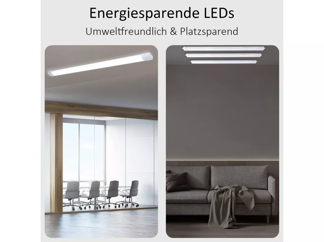 NETTLIFE Plafonnier LED 120 CM 36W tube lumière pour pièce humide 4000K lampe de cave blanc neutre angle de faisceau long 180°