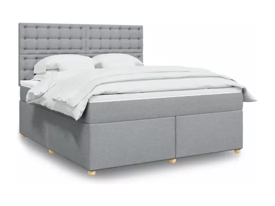 Sommier à lattes de lit avec matelas Gris clair 180x200cm Tissu