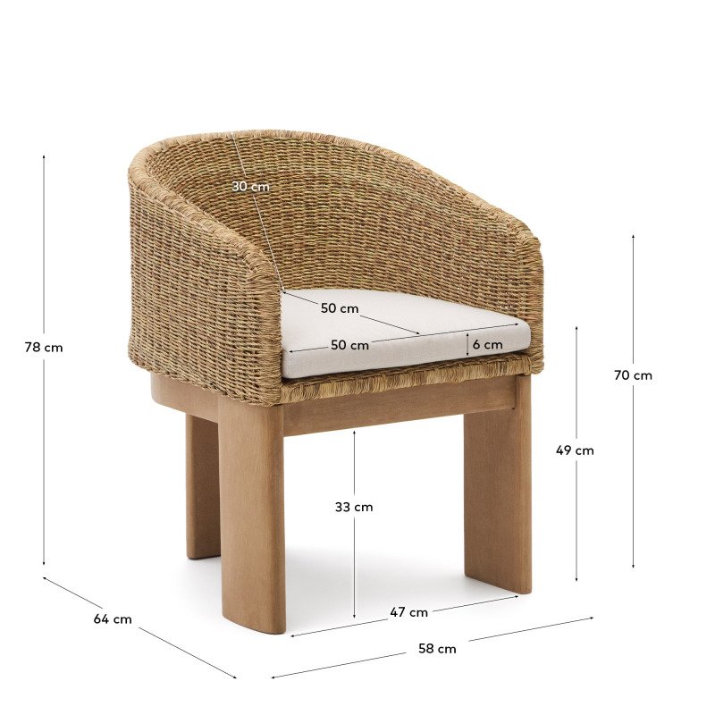 Chaise Xoriguer en rotin synthétique et bois d’eucalyptus