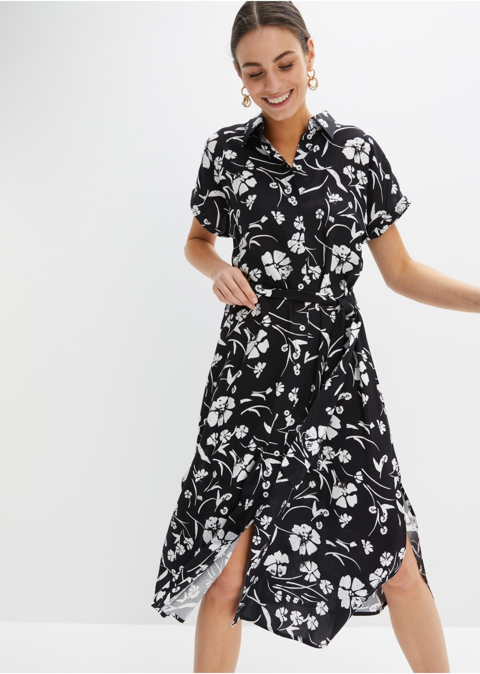 Robe-chemise imprimée en viscose