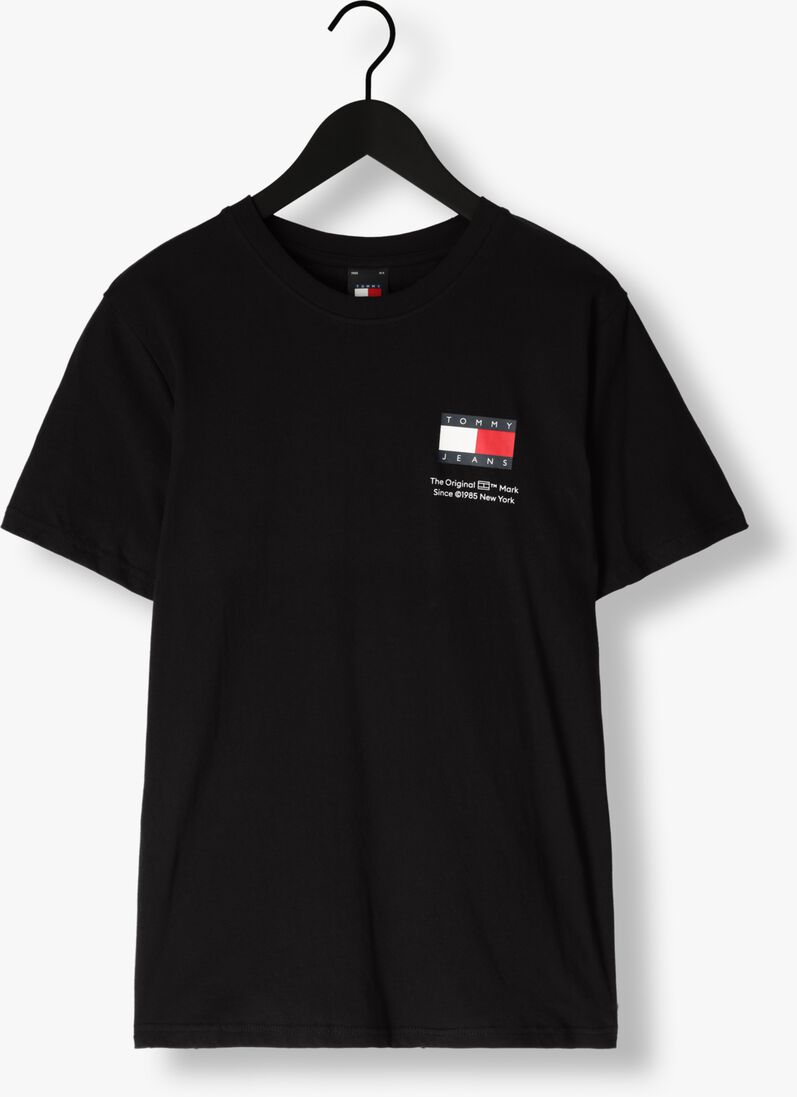 TOMMY JEANS zwarte tommy jeans t-shirt tjm slim essential flag tee