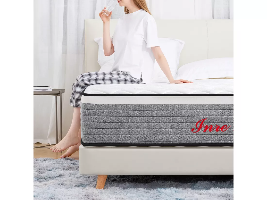 Matelas 160x200 cm INRE mousse à mémoire de forme, épaisseur 20cm, confort ferme, confort optimal, 7 zones ergonomique