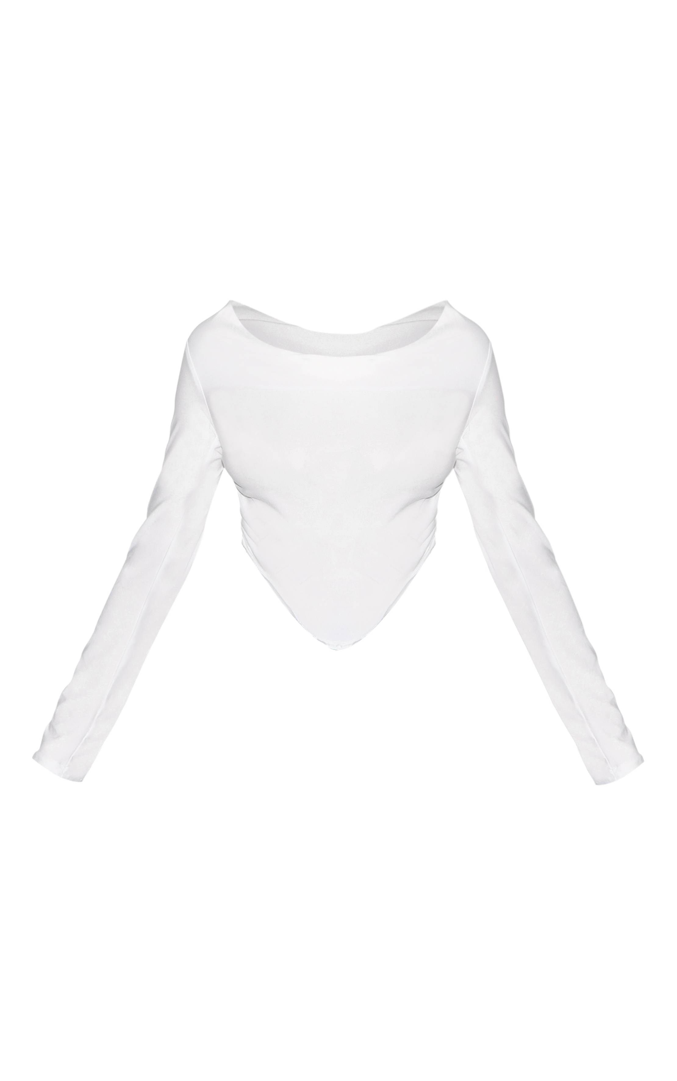 Blanc Haut En Jersey Doux Col Bénitier À Ourlet Asymétrique