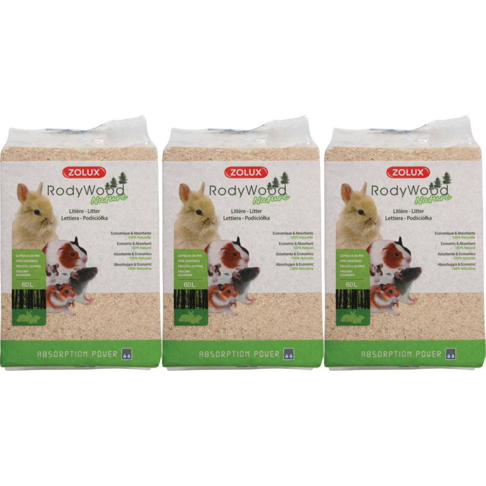 Litière naturelle rodywood (lot de 3)
