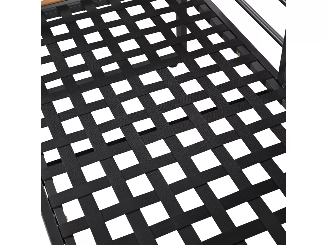 Salon de jardin modulable - avec cadres en fer galvanisé et accoudoirs en bois - Table basse et canapé modulable 6 places