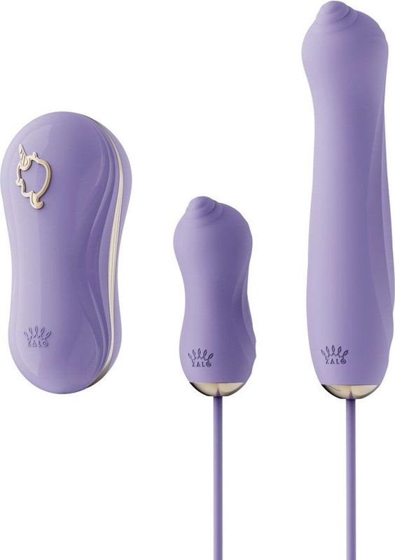 Zalo Sucking Vibrator with Pump and Different Attachments violet