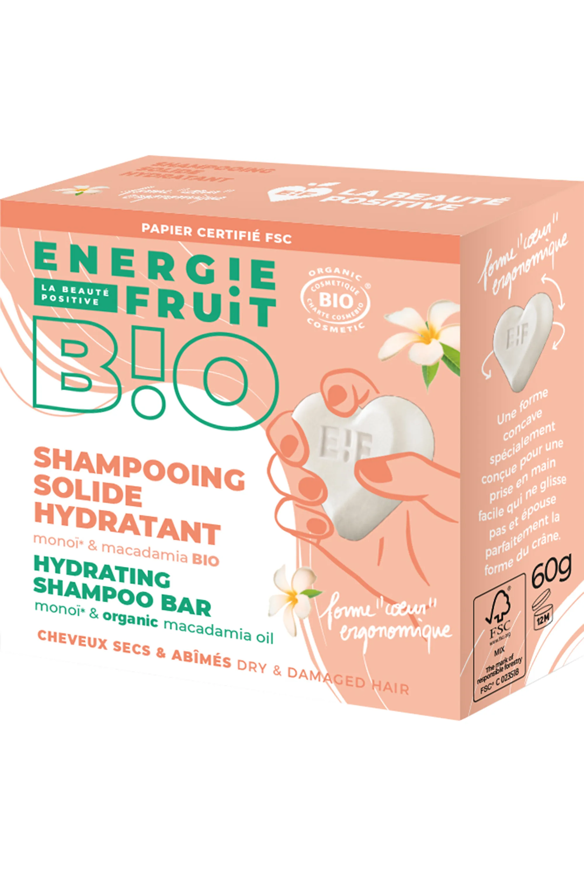 Energie Fruit Shampoing solide pour cheveux secs au monoï-60 g